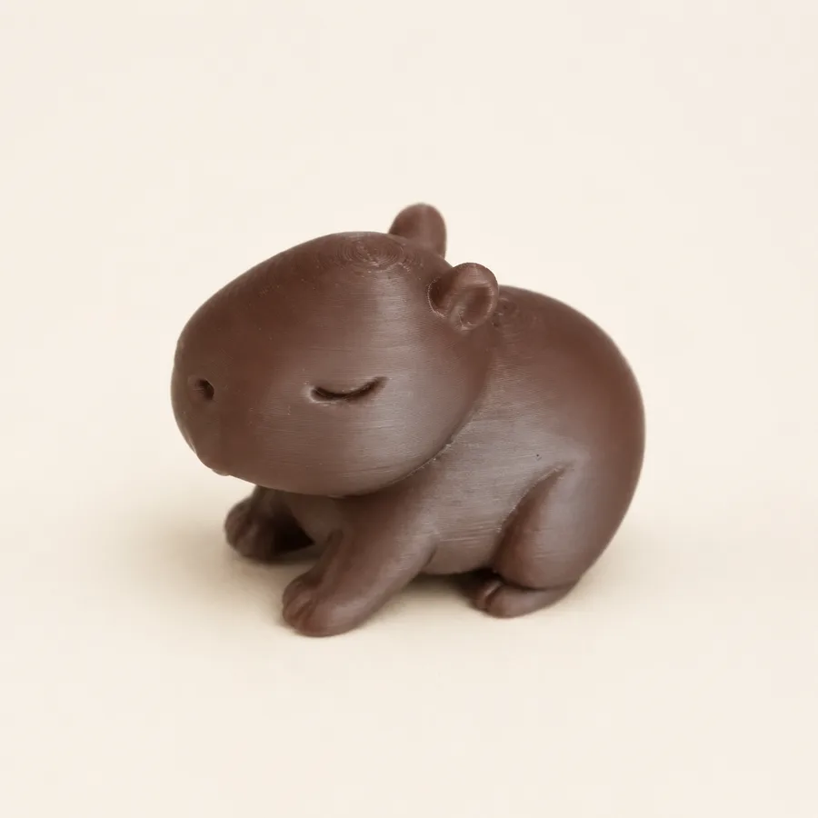 Miniatura marrom de capivara produzida em impressão 3D