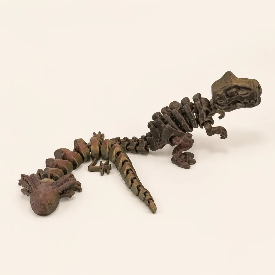 Dinossauro articulado produzido em impressão 3D